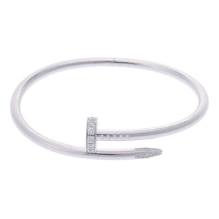 カルティエ ジュストアンクル ブレスレット #17 シルバー K18ホワイトゴールド WG レディース ジュエリー 【中古】【jewelry】