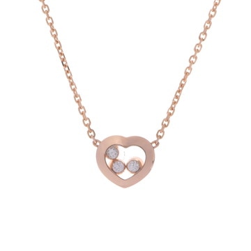 ショパール ハッピーダイヤ ハート ネックレス 3PD ゴールド K18ピンクゴールド PG レディース ジュエリー 【中古】【jewelry】