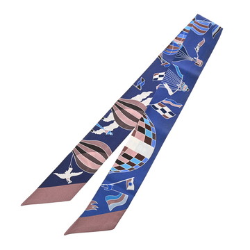 エルメス ツイリー LES FOLIES DU CIEL ブルー系マルチカラー シルク100％ レディース 【中古】【other】