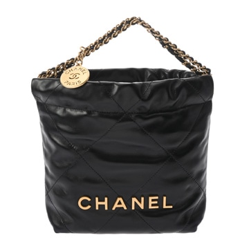 シャネル ミニ ハンドバッグ CHANEL22 ブラック AS3980 シャイニーカーフスキン レディース バッグ 【新品】【bag】