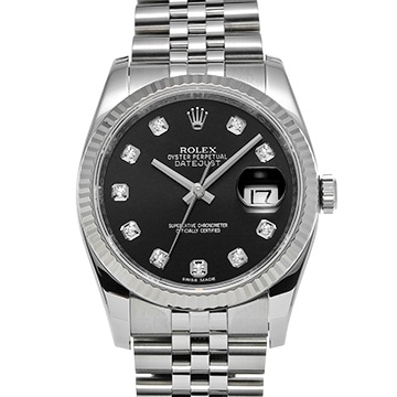 ロレックス デイトジャスト 116234G ブラック/ダイヤモンド メンズ 時計 【中古】【wristwatch】