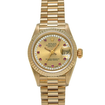 ロレックス デイトジャスト 69178LR シャンパン/ミリヤードダイヤモンド/ルビー レディース 時計 【中古】【wristwatch】