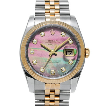 ロレックス デイトジャスト 116233NG ブラックシェル/ダイヤモンド メンズ 時計 【中古】【wristwatch】