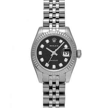 ロレックス デイトジャスト 179174G ブラックコンピュータ/ダイヤモンド レディース 時計 【中古】【wristwatch】