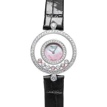 ショパール ハッピーダイヤモンド 20/3957 ピンクシェル/ダイヤモンド レディース 時計 【中古】【wristwatch】