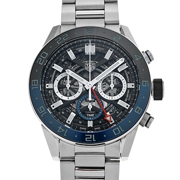 タグ ホイヤー カレラ キャリバーホイヤー02 クロノグラフ GMT CBG2A1Z.BA0658 ブラック メンズ 時計 【中古】【wristwatch】