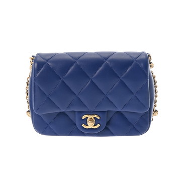 シャネル マトラッセ ミニ フラップバッグ ブルー AS5219 ラムスキン レディース バッグ 【中古】【bag】