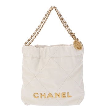 シャネル ミニ ハンドバッグ CHANEL22 ホワイト AS3980 シャイニーカーフスキン レディース バッグ 【中古】【bag】