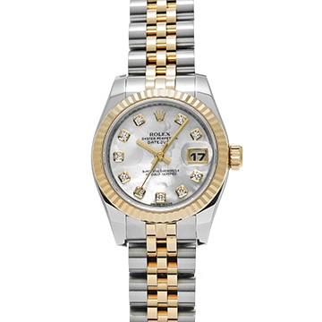 ロレックス デイトジャスト 179173NG ホワイトシェル/ダイヤモンド レディース 時計 【中古】【wristwatch】