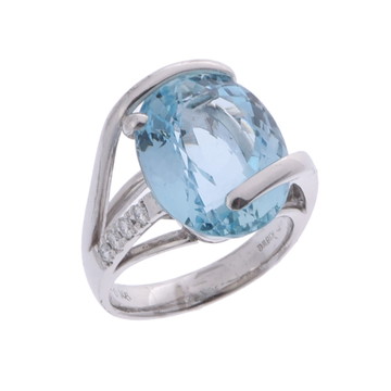 ノーブランド アクアマリンリング シルバー K18ホワイトゴールド WG レディース ジュエリー 【中古】【jewelry】