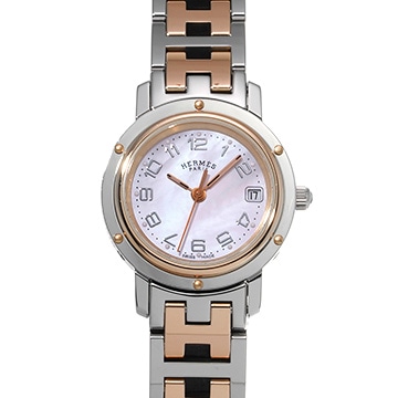 エルメス クリッパー ナクレ CL4.221 ピンクシェル レディース 時計 【中古】【wristwatch】