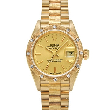 ロレックス デイトジャスト バーク 69288 シャンパン レディース 時計 【中古】【wristwatch】