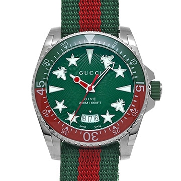 グッチ ダイブ YA136339 グリーン メンズ 時計 【中古】【wristwatch】