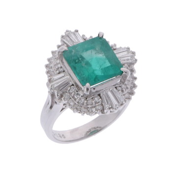 ノーブランド エメラルドリング シルバー Pt900プラチナ レディース ジュエリー 【中古】【jewelry】