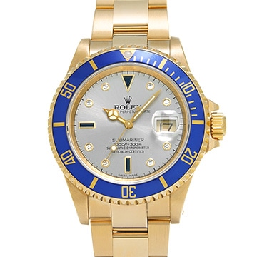 ロレックス サブマリーナ デイト 16618SG グレー/ダイヤモンド/サファイア メンズ 時計 【中古】【wristwatch】