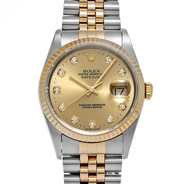 ロレックス デイトジャスト 16233G シャンパン/ダイヤモンド メンズ 時計 【中古】【wristwatch】