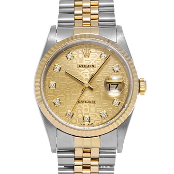 ロレックス デイトジャスト 16233G シャンパンコンピュータ/ダイヤモンド メンズ 時計 【中古】【wristwatch】