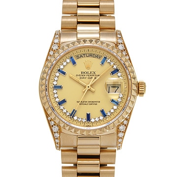 ロレックス デイデイト 18018 シャンパン/ダイヤモンド/サファイア メンズ 時計 【中古】【wristwatch】