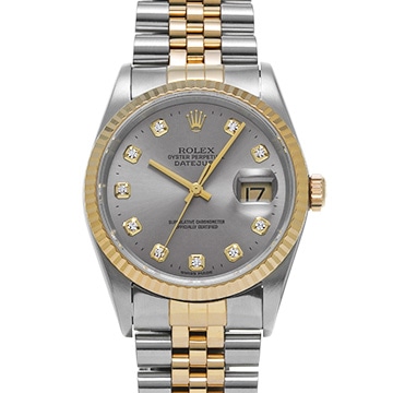 ロレックス デイトジャスト 16233G グレー/ダイヤモンド メンズ 時計 【中古】【wristwatch】