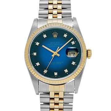 ロレックス デイトジャスト 16233G ブルー・グラデーション/ダイヤモンド メンズ 時計 【中古】【wristwatch】