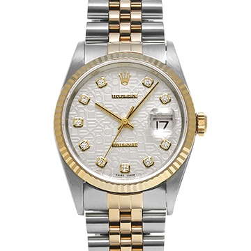 ロレックス デイトジャスト 16233G シルバーコンピュータ/ダイヤモンド メンズ 時計 【中古】【wristwatch】
