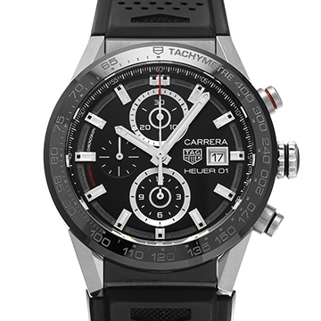 タグ ホイヤー カレラ キャリバーホイヤー01 クロノグラフ CAR201Z.FT6046 ブラック メンズ 時計 【中古】【wristwatch】
