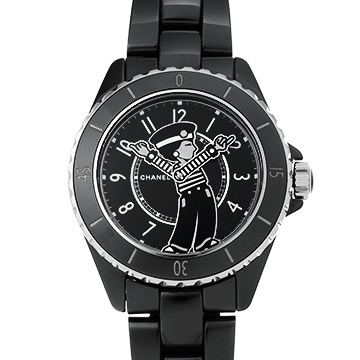 シャネル マドモアゼル J12 ラ パウザ限定 H7609 ブラックラッカー メンズ 時計 【中古】【wristwatch】