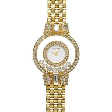 ショパール ハッピーダイヤモンド リボン 4097/1 ホワイト/ダイヤモンド レディース 時計 【中古】【wristwatch】