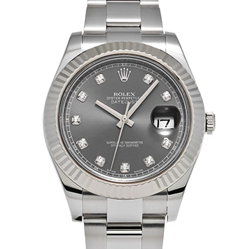 ロレックス デイトジャストII 116334G スレートグレー/ダイヤモンド メンズ 時計 【中古】【wristwatch】