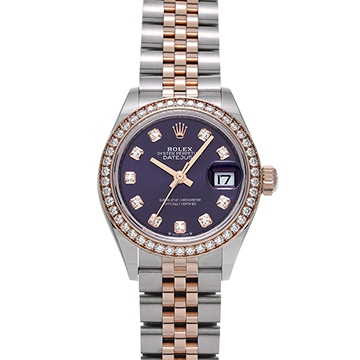 ロレックス レディ デイトジャスト 28 279381RBR オーベルジーヌ/ダイヤモンド レディース 時計 【中古】【wristwatch】
