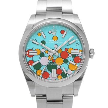 ロレックス オイスターパーペチュアル 41 124300 ターコイズブルー セレブレーションモチーフ メンズ 時計 【中古】【wristwatch】