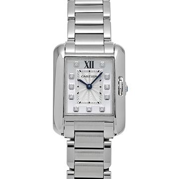 カルティエ タンクアングレーズ SM W4TA0003 シルバー/ダイヤモンド レディース 時計 【中古】【wristwatch】