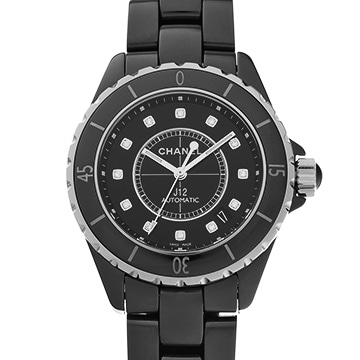 シャネル J12 38MM H1626 ブラックラッカー/ダイヤモンド メンズ 時計 【中古】【wristwatch】
