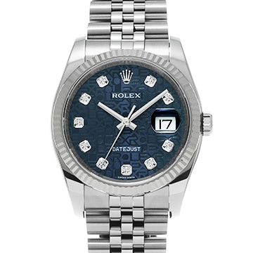 ロレックス デイトジャスト 116234G ブルーコンピュータ/ダイヤモンド メンズ 時計 【中古】【wristwatch】