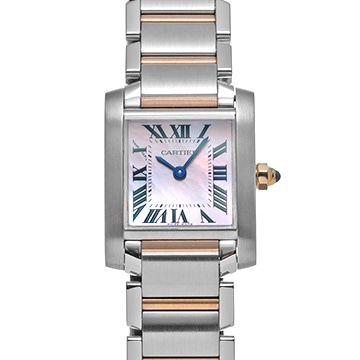カルティエ タンクフランセーズ SM W51027Q4 ピンクシェル レディース 時計 【中古】【wristwatch】