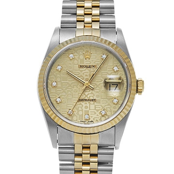 ロレックス デイトジャスト 16233G シャンパンコンピュータ/ダイヤモンド メンズ 時計 【中古】【wristwatch】
