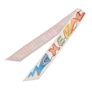 エルメス ツイリー KANTHA CHEVALOSCOPE NEON マルチカラー/ホワイト 853954S シルク100％ レディース 【新品】【other】