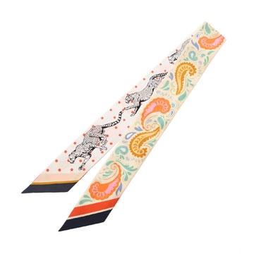 エルメス ツイリー GUEPARDS BANDANA マルチカラー/ホワイト シルク100％ レディース 【未使用】【other】