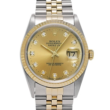 ロレックス デイトジャスト 16233G シャンパン/ダイヤモンド メンズ 時計 【中古】【wristwatch】