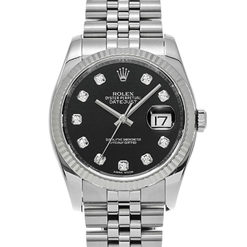 ロレックス デイトジャスト 116234G ブラック/ダイヤモンド メンズ 時計 【中古】【wristwatch】