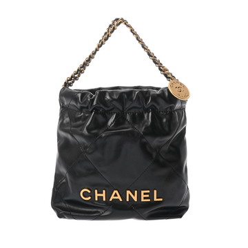 シャネル ミニ ハンドバッグ CHANEL22 ブラック AS3980 シャイニーカーフスキン レディース バッグ 【未使用】【bag】