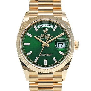 ロレックス デイデイト 36 128238A ブライトグリーン/バゲットカットダイヤモンド メンズ 時計 【新品】【wristwatch】