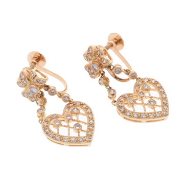 ポンテヴェキオ ハートメッシュデザイン イヤリング ゴールド K18イエローゴールド YG レディース ジュエリー 【中古】【jewelry】