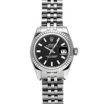 ロレックス デイトジャスト 179174 ブラック レディース 時計 【中古】【wristwatch】