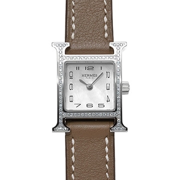 エルメス Hウォッチ ミニ W053023WW00 ホワイトシェル レディース 時計 【中古】【wristwatch】