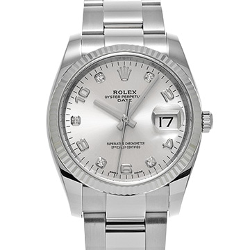 ロレックス オイスターパーペチュアル デイト 34 115234G シルバー/ダイヤモンド メンズ 時計 【中古】【wristwatch】
