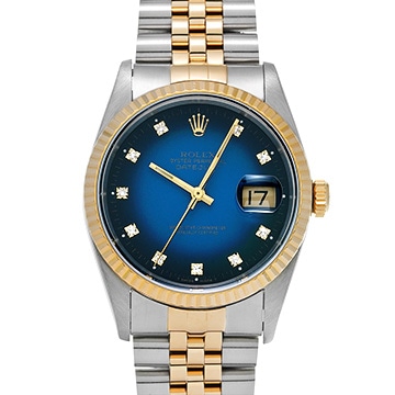 ロレックス デイトジャスト 16233G ブルー・グラデーション/ダイヤモンド メンズ 時計 【中古】【wristwatch】