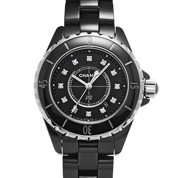 シャネル J12 33MM H1625 ブラックラッカー/ダイヤモンド レディース 時計 【中古】【wristwatch】