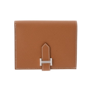 エルメス ベアン コンパクト ゴールド ヴォーエプソン ユニセックス 財布 【未使用】【purse】