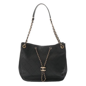 シャネル チェーントート ブラック カーフスキン レディース バッグ 【中古】【bag】